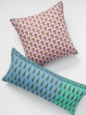 Kantha-stitched Verbena Pillow