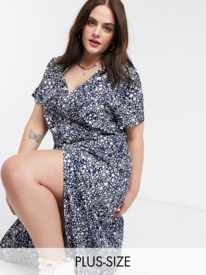 Wednesday's Girl Curve Button-up Maxi Tea Dress In Star Print