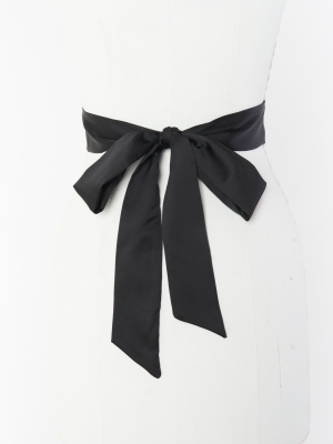 Bridesmaid Sash ~ Black Luxe Satin