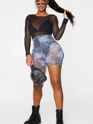 Shape Grey Tie Dye Mesh Bike Shorts