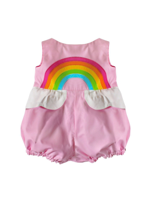 Over The Rainbow Bubble Romper - Sunset Pink