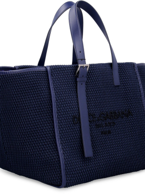 Dolce & Gabbana Logo Embroidered Woven Tote Bag