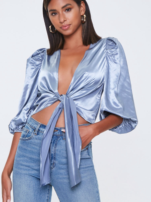 Satin Tie-front Top