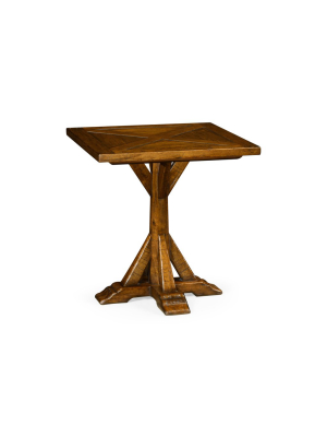 Country Walnut Square Side Table