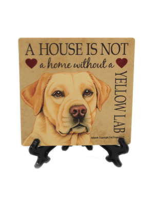 Animal 4.0" Yellow Lab Home Cork Back Coaster Easel Sjt Enterprises - Coasters