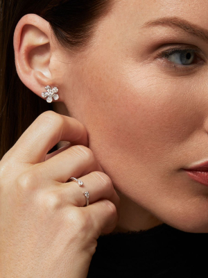 14kt Rose Gold Baguette Diamond Luxe Daisy Stud Earrings
