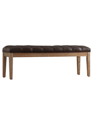 Beechhurst Button Tufted Bench Wood Marbled Chocolate - Inspire Q