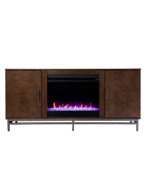 Retim Color Changing Fireplace With Media Storage Brown/silver - Aiden Lane