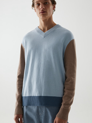 Colour-block Wool-cotton Sweater