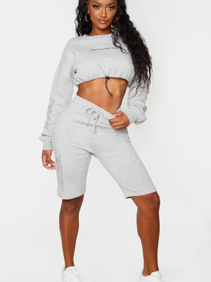 Prettylittlething Shape Grey Slogan Ruched Bum...