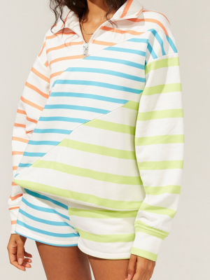 The Pull-over In Ocean Color Blocked Stripe