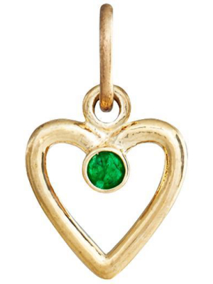 Birth Jewel Heart Charm With Emerald