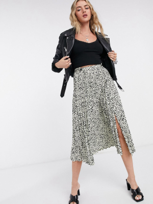 Topshop Animal Print Skirt In Monochrome