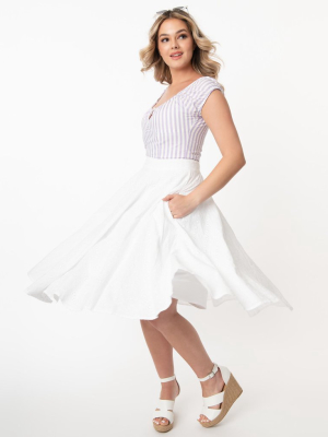 White Floral Eyelet Angelina Cotton Swing Skirt