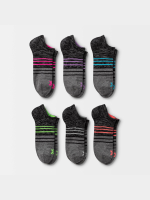 Women's Lightweight Striped 6pk No Show Athletic Socks - All In Motion™ 4-10