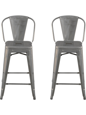 Set Of 2 24" Carlisle Backed Counter Height Barstool Natural Metal - Threshold™