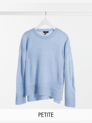 New Look Petite Crew Neck Sweater In Baby Blue