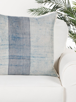 Alicia Handmade Stripe Blue & White Throw Pillow