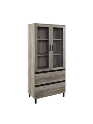 68" Glass Door Storage Hutch - Saracina Home