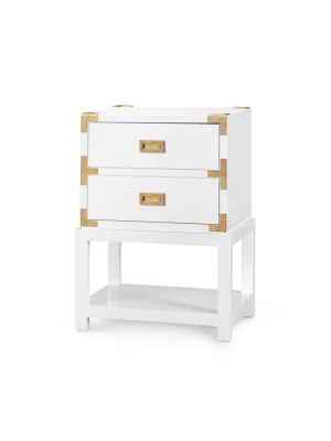 Tansu Two Drawer Side Table White