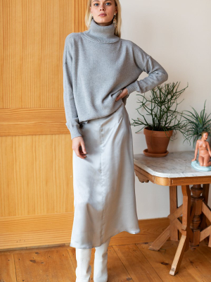 Midi Skirt 2 - Platinum Silk