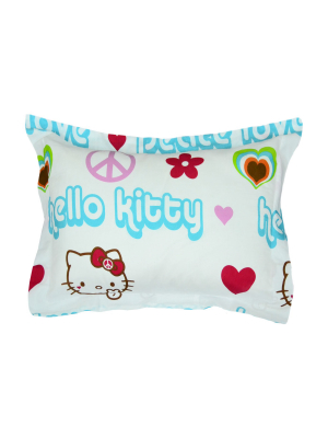 Sanrio Pillow Sham Hearts And Peace Signs Bed Pillow Cover - Hello Kitty..