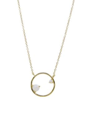 Floating Opals Circle Outline Necklace