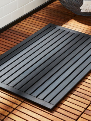 Lateral Teak Black Bath Mat 21.75"x32"