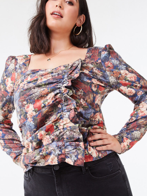 Plus Size Ruffled Floral Top