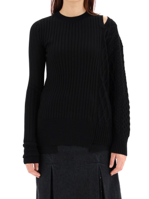 Sacai Patchwork Asymmetric Knit Jumper