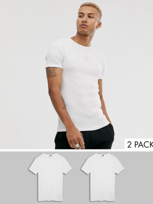 G-star Organic Cotton Tonal Logo Slim Fit 2-pack T-shirt In White
