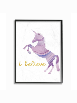 11"x1.5"x14" I Believe In Unicorns Geode Silhouette Framed Giclee Texturized Art - Stupell Industries