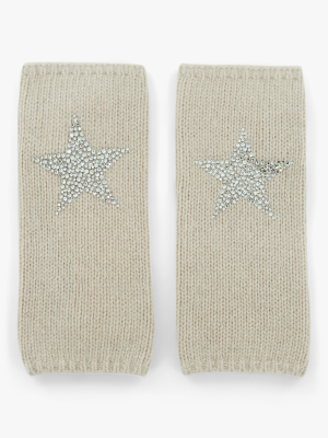 Short Fingerless Gloves With Crystal Stars