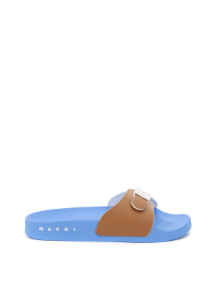 Marni Buckled Logo Printed Slides