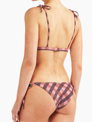 Jane Abbey Tie Side Bikini Bottom - 60's Pink Plaid Print