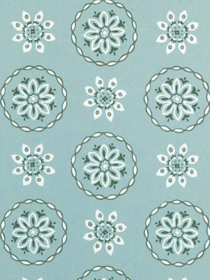 Sample Garance Wallpaper In Turquoise From The Les Indiennes Collection By Nina Campbell