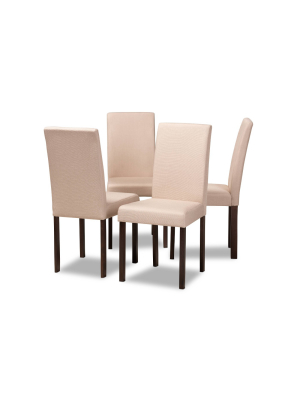 Set Of 4 Andrew Contemporary Espresso Wood Finish Fabric Dining Chairs Beige - Baxton Studio