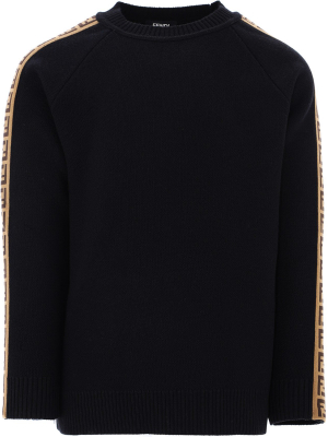 Fendi Kids Ff Trim Crewneck Knit Jumper