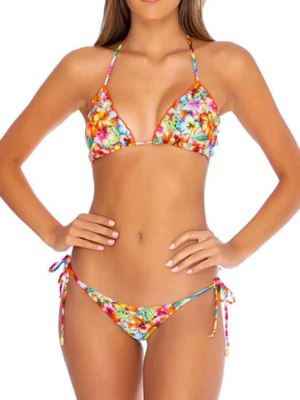 Luli Fama Wildflower Ruffle Triangle Bikini Top