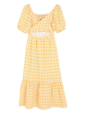 'charlotte' Checked Cutout Midi Dress