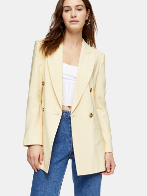 Yellow Double Breasted Belted Blazer