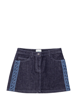 Fendi Kids Ff Tape Denim Mini Skirt