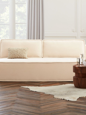 Quattro Snow Velvet Tufted Loveseat