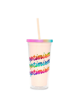 Deluxe Sip Sip Tumbler With Straw - Optimism