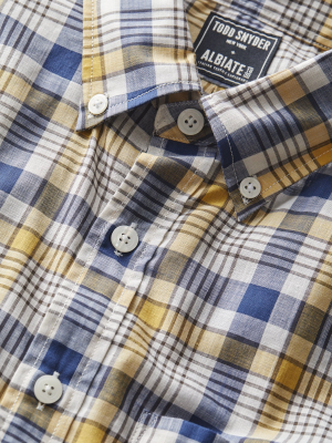 Italian Button Down Collar Short Sleeve Shirt In Yellow Amalfi Plaid