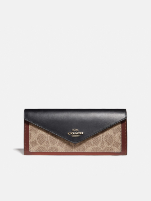 Soft Wallet In Colorblock Signature Canvas