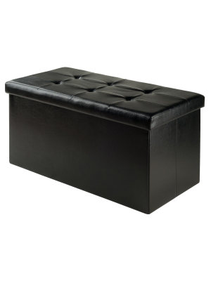 Ashford Ottoman With Accent Stools - Faux Leather - Black - Winsome