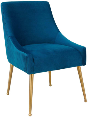 Beatrix Pleated Chair, Navy/brushed Gold Legs