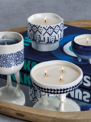 Blue Lagoon Candle - Scattered Floral Dot Pattern