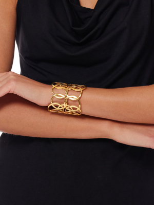 Satin Gold Open Circles Cuff Bracelet